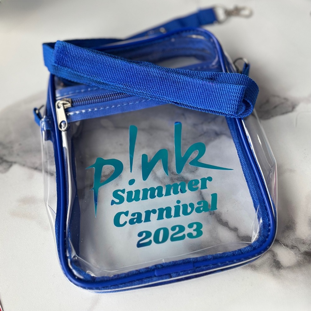 P!nk summer carnival clear crossbody stadium approved bag, blue